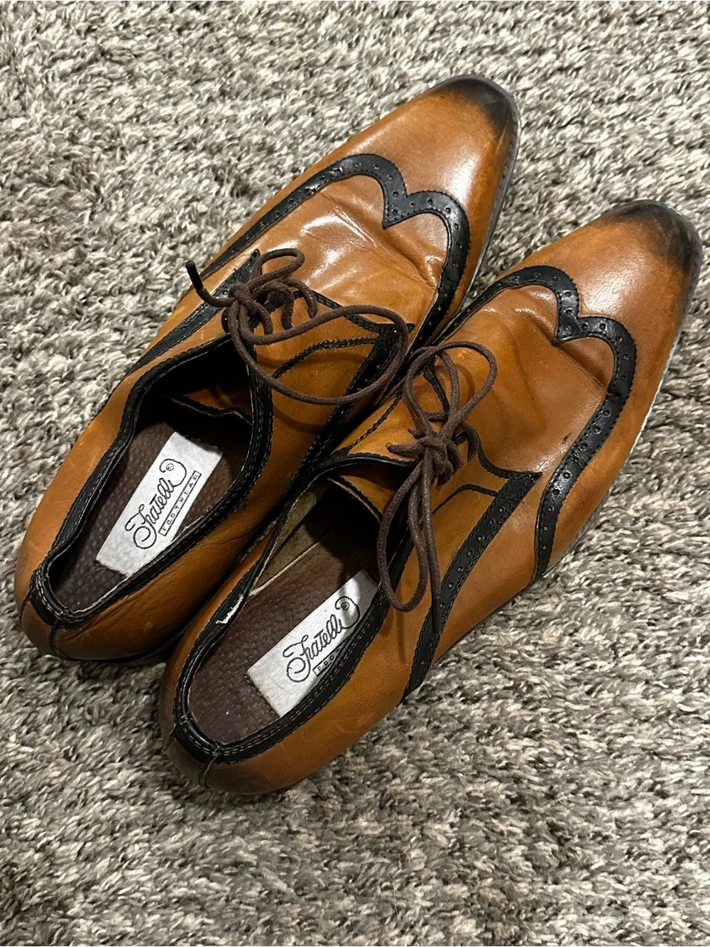 Fratelli Men's Two-Tone Brown and Black Wingtip Oxfords